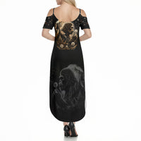 Bigfoot Blowing Wishes Dandelion Summer Maxi Dress Vintage Sasquatch Art Forest Mountain Nature