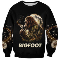 Bigfoot Blowing Wishes Dandelion Sweatshirt Vintage Sasquatch Art Forest Mountain Nature