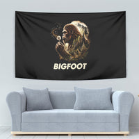 Bigfoot Blowing Wishes Dandelion Tapestry Vintage Sasquatch Art Forest Mountain Nature