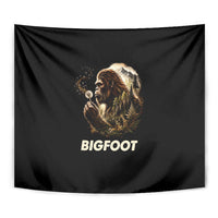 Bigfoot Blowing Wishes Dandelion Tapestry Vintage Sasquatch Art Forest Mountain Nature