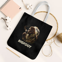 Bigfoot Blowing Wishes Dandelion Tote Bag Vintage Sasquatch Art Forest Mountain Nature