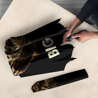 Bigfoot Blowing Wishes Dandelion Umbrella Vintage Sasquatch Art Forest Mountain Nature