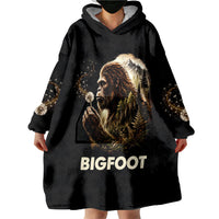 Bigfoot Blowing Wishes Dandelion Wearable Blanket Hoodie Vintage Sasquatch Art Forest Mountain Nature