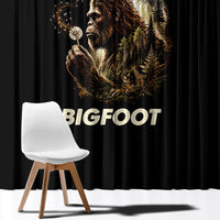 Bigfoot Blowing Wishes Dandelion Window Curtain Vintage Sasquatch Art Forest Mountain Nature
