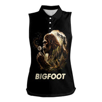 Bigfoot Blowing Wishes Dandelion Women Sleeveless Polo Shirt Vintage Sasquatch Art Forest Mountain Nature