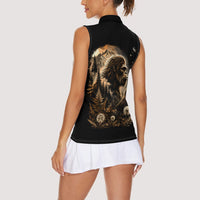 Bigfoot Blowing Wishes Dandelion Women Sleeveless Polo Shirt Vintage Sasquatch Art Forest Mountain Nature