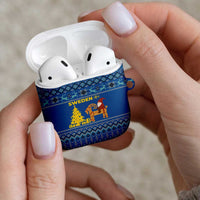 Sweden Christmas AirPods Case with Gnome Yule Goat Royal Crest and Nordic Pattern - Wonder Print Shop