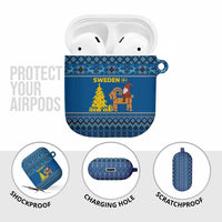 Sweden Christmas AirPods Case with Gnome Yule Goat Royal Crest and Nordic Pattern - Wonder Print Shop