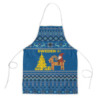 Sweden Christmas Apron with Gnome Yule Goat Royal Crest and Nordic Pattern - Wonder Print Shop