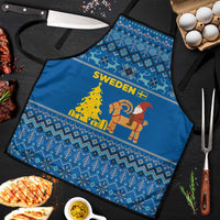Sweden Christmas Apron with Gnome Yule Goat Royal Crest and Nordic Pattern - Wonder Print Shop