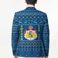 Sweden Christmas Blazer with Gnome Yule Goat Royal Crest and Nordic Pattern - Wonder Print Shop