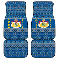 Sweden Christmas Car Mats with Gnome Yule Goat Royal Crest and Nordic Pattern - Wonder Print Shop