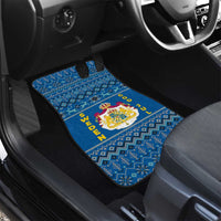 Sweden Christmas Car Mats with Gnome Yule Goat Royal Crest and Nordic Pattern - Wonder Print Shop