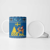Sweden Christmas Ceramic Mug with Gnome Yule Goat Royal Crest and Nordic Pattern - Wonder Print Shop