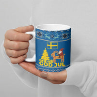 Sweden Christmas Ceramic Mug with Gnome Yule Goat Royal Crest and Nordic Pattern - Wonder Print Shop