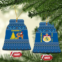 Sweden Christmas Ceramic Ornament with Gnome Yule Goat Royal Crest and Nordic Pattern - Wonder Print Shop