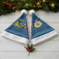 Sweden Christmas Santa Hat with Gnome Yule Goat Royal Crest and Nordic Pattern - Wonder Print Shop