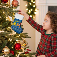 Sweden Christmas Stocking with Gnome Yule Goat Royal Crest and Nordic Pattern - Wonder Print Shop