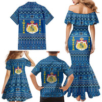 Sweden Christmas Family Matching Mermaid Dress and Hawaiian Shirt with Gnome Yule Goat Royal Crest and Nordic Pattern - Wonder Print Shop