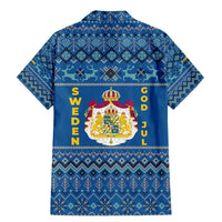 Sweden Christmas Family Matching Mermaid Dress and Hawaiian Shirt with Gnome Yule Goat Royal Crest and Nordic Pattern - Wonder Print Shop
