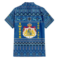 Sweden Christmas Family Matching Off The Shoulder Long Sleeve Dress and Hawaiian Shirt with Gnome Yule Goat Royal Crest and Nordic Pattern - Wonder Print Shop