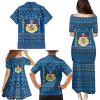 Sweden Christmas Family Matching Puletasi and Hawaiian Shirt with Gnome Yule Goat Royal Crest and Nordic Pattern - Wonder Print Shop