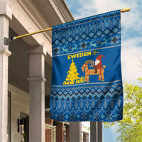 Sweden Christmas Garden Flag with Gnome Yule Goat Royal Crest and Nordic Pattern - Wonder Print Shop