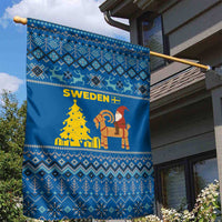 Sweden Christmas Garden Flag with Gnome Yule Goat Royal Crest and Nordic Pattern - Wonder Print Shop