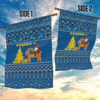 Sweden Christmas Garden Flag with Gnome Yule Goat Royal Crest and Nordic Pattern - Wonder Print Shop