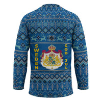 Sweden Christmas Hockey Jersey with Gnome Yule Goat Royal Crest and Nordic Pattern - Wonder Print Shop