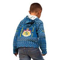 Sweden Christmas Kid Hoodie with Gnome Yule Goat Royal Crest and Nordic Pattern - Wonder Print Shop
