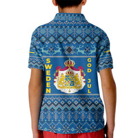 Sweden Christmas Kid Polo Shirt with Gnome Yule Goat Royal Crest and Nordic Pattern - Wonder Print Shop
