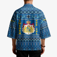 Sweden Christmas Kimono with Gnome Yule Goat Royal Crest and Nordic Pattern - Wonder Print Shop
