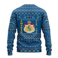 Sweden Christmas Ugly Christmas Sweater with Gnome Yule Goat Royal Crest and Nordic Pattern - Wonder Print Shop