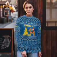 Sweden Christmas Ugly Christmas Sweater with Gnome Yule Goat Royal Crest and Nordic Pattern - Wonder Print Shop