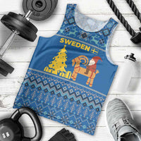 Sweden Christmas Men Tank Top with Gnome Yule Goat Royal Crest and Nordic Pattern - Wonder Print Shop