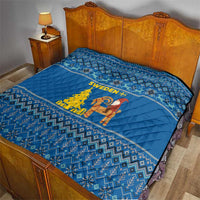 Sweden Christmas Quilt with Gnome Yule Goat Royal Crest and Nordic Pattern - Wonder Print Shop