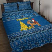 Sweden Christmas Quilt Bed Set with Gnome Yule Goat Royal Crest and Nordic Pattern - Wonder Print Shop