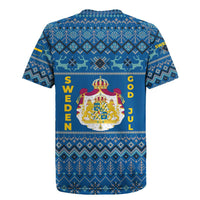 Sweden Christmas Rugby Jersey with Gnome Yule Goat Royal Crest and Nordic Pattern - Wonder Print Shop
