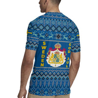 Sweden Christmas Rugby Jersey with Gnome Yule Goat Royal Crest and Nordic Pattern - Wonder Print Shop