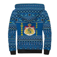 Sweden Christmas Sherpa Hoodie with Gnome Yule Goat Royal Crest and Nordic Pattern - Wonder Print Shop