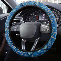 Sweden Christmas Steering Wheel Cover with Gnome Yule Goat Royal Crest and Nordic Pattern - Wonder Print Shop