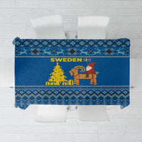 Sweden Christmas Tablecloth with Gnome Yule Goat Royal Crest and Nordic Pattern - Wonder Print Shop