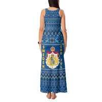 Sweden Christmas Tank Maxi Dress with Gnome Yule Goat Royal Crest and Nordic Pattern - Wonder Print Shop