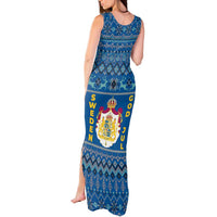 Sweden Christmas Tank Maxi Dress with Gnome Yule Goat Royal Crest and Nordic Pattern - Wonder Print Shop