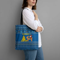 Sweden Christmas Tote Bag with Gnome Yule Goat Royal Crest and Nordic Pattern - Wonder Print Shop