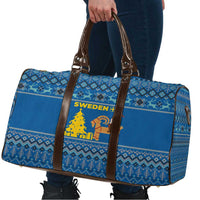 Sweden Christmas Travel Bag with Gnome Yule Goat Royal Crest and Nordic Pattern - Wonder Print Shop