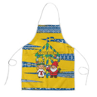 Sweden Christmas Apron with Santa Lucia Girl Midsummer Pole Swedish Flag and Nordic Pattern Design - Wonder Print Shop