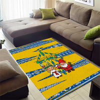 Sweden Christmas Area Rug with Santa Lucia Girl Midsummer Pole Swedish Flag and Nordic Pattern Design - Wonder Print Shop