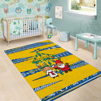 Sweden Christmas Area Rug with Santa Lucia Girl Midsummer Pole Swedish Flag and Nordic Pattern Design - Wonder Print Shop